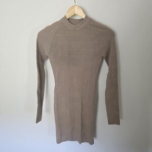 Kith Knit Logo Taupe Backless Fitted Mini Bodycon Dress Size Small